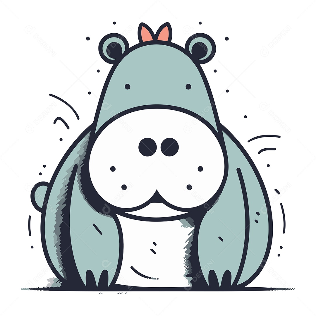 Hipopótamo de Desenho Animado Ilustração Vetor EPS