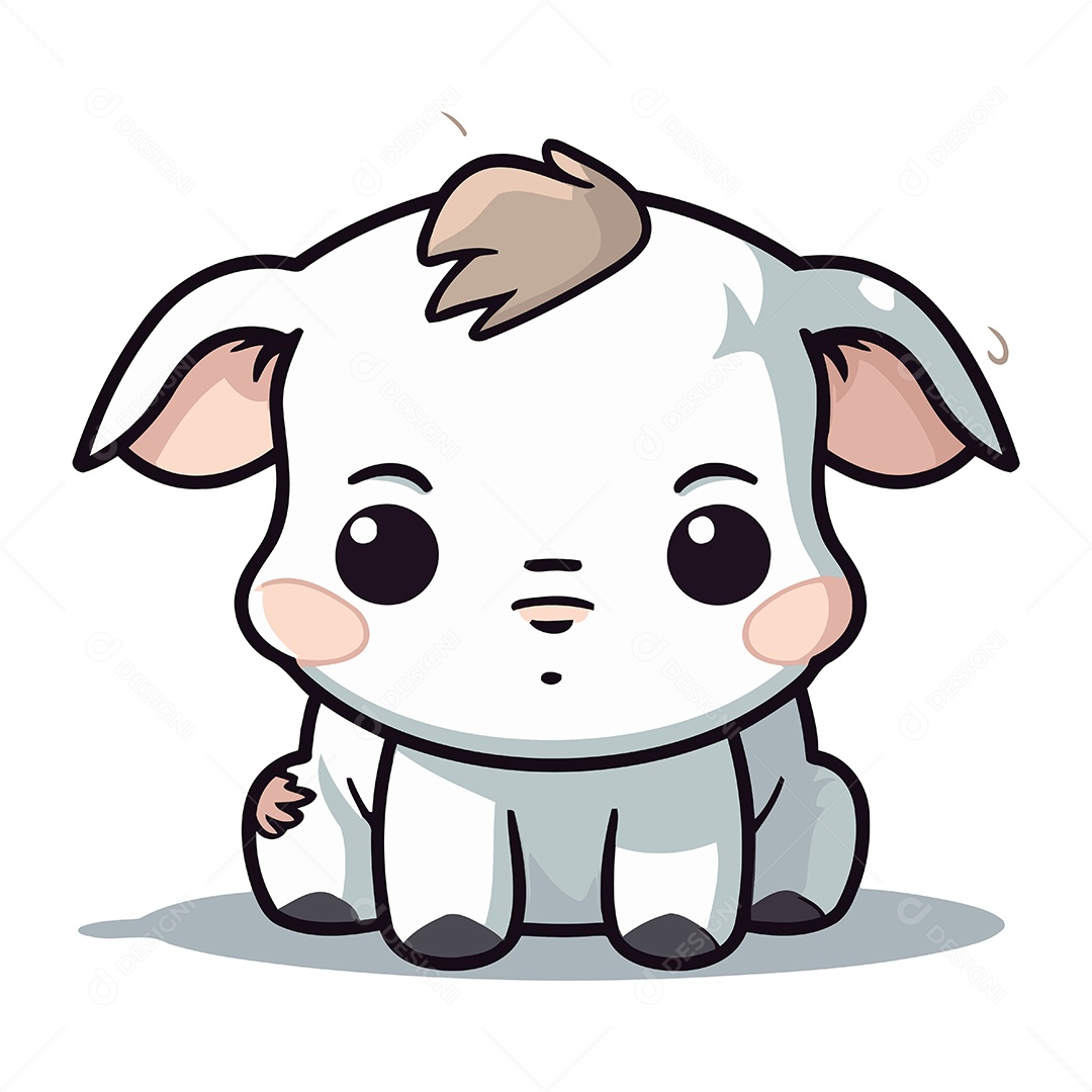 Vaca Fofa de Desenho Animado Ilustração Vetor EPS