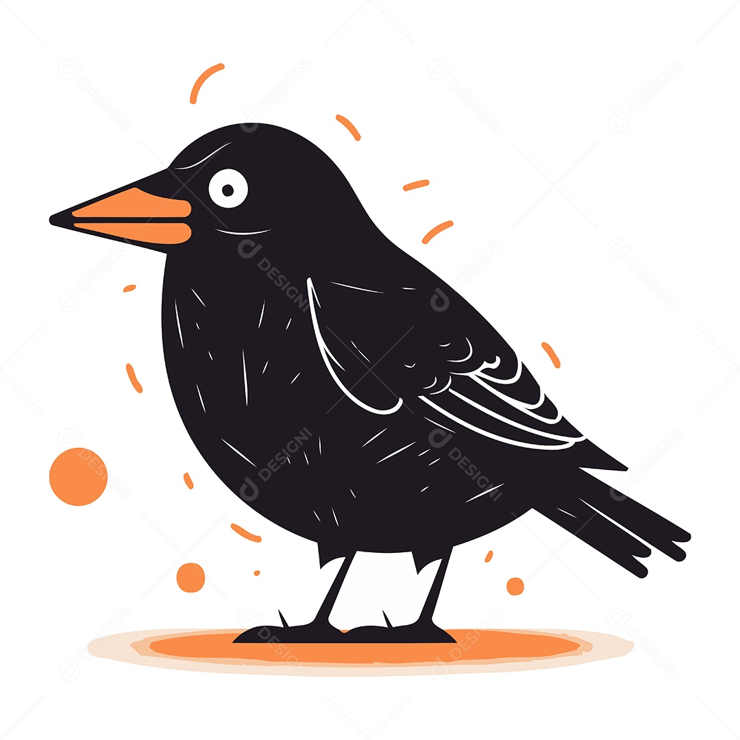 Corvo de Desenho Animado Ilustração Vetor EPS