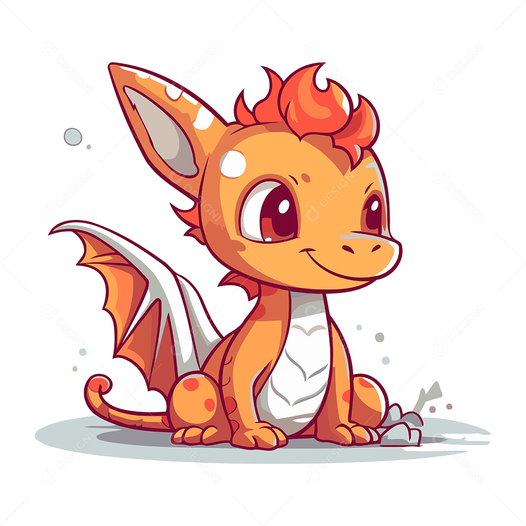 Dragão Fofo de Desenho Animado Ilustração Vetor EPS