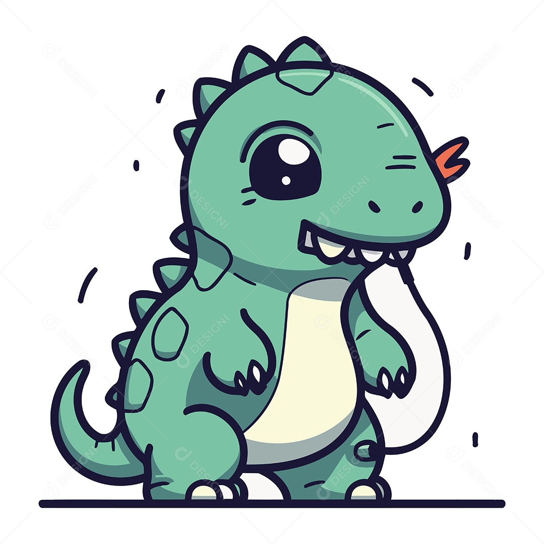 Dinossauro Fofo de Desenho Animado Ilustração Vetor EPS