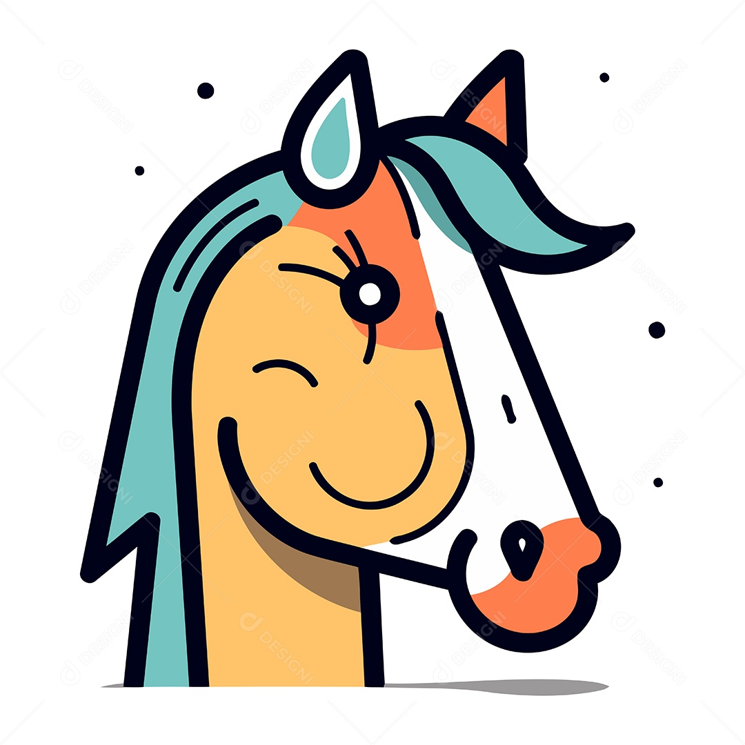 Cabeça de Cavalo Desenho Animado Ilustração Vetor EPS