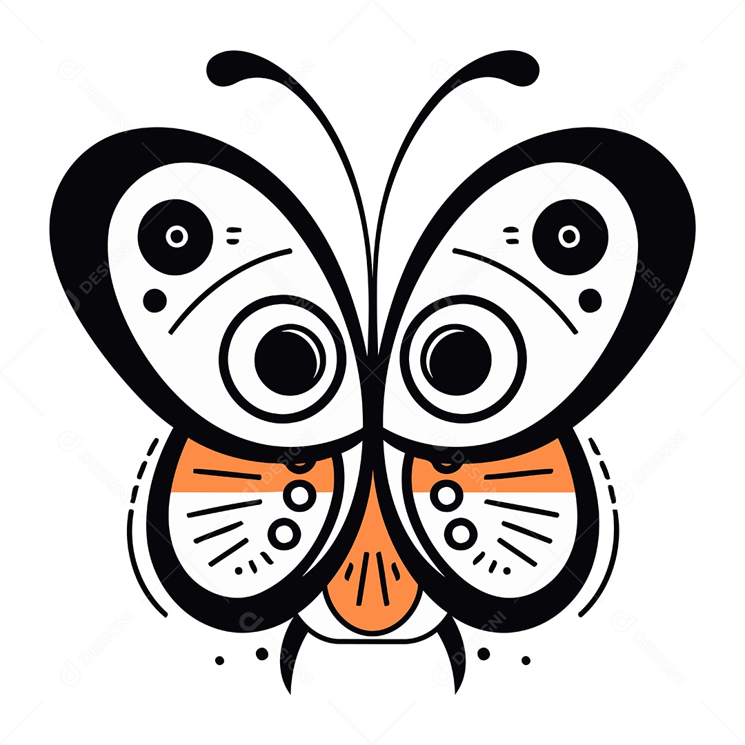 Borboleta de Desenho Animado Ilustração Vetor EPS