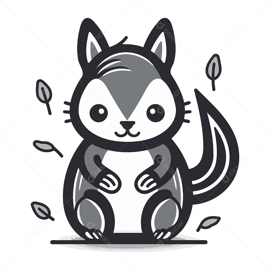 Esquilo Fofo de Desenho Animado Ilustração Vetor EPS