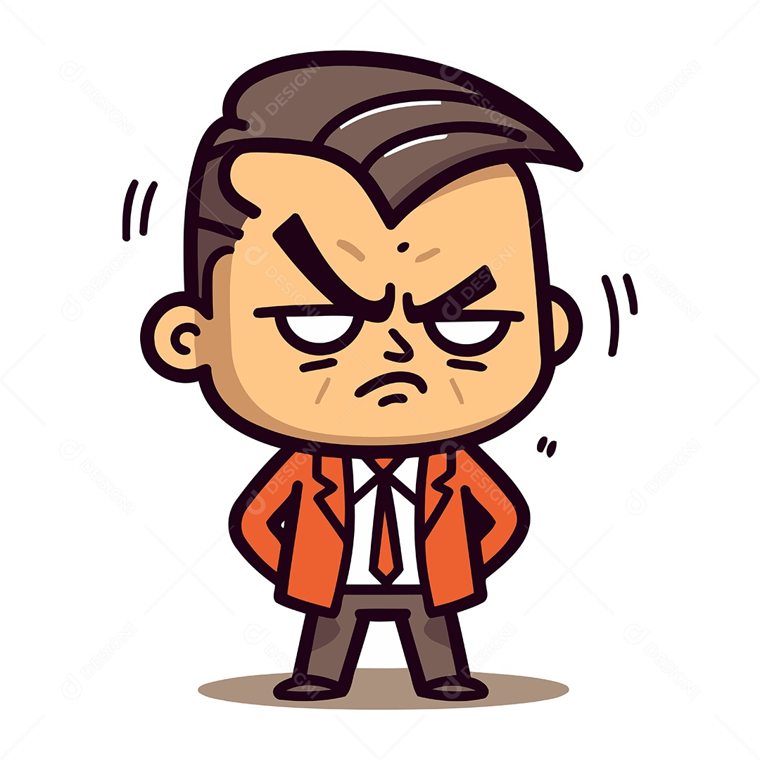 Chefe Zangado de Desenho Animado Ilustração Vetor EPS