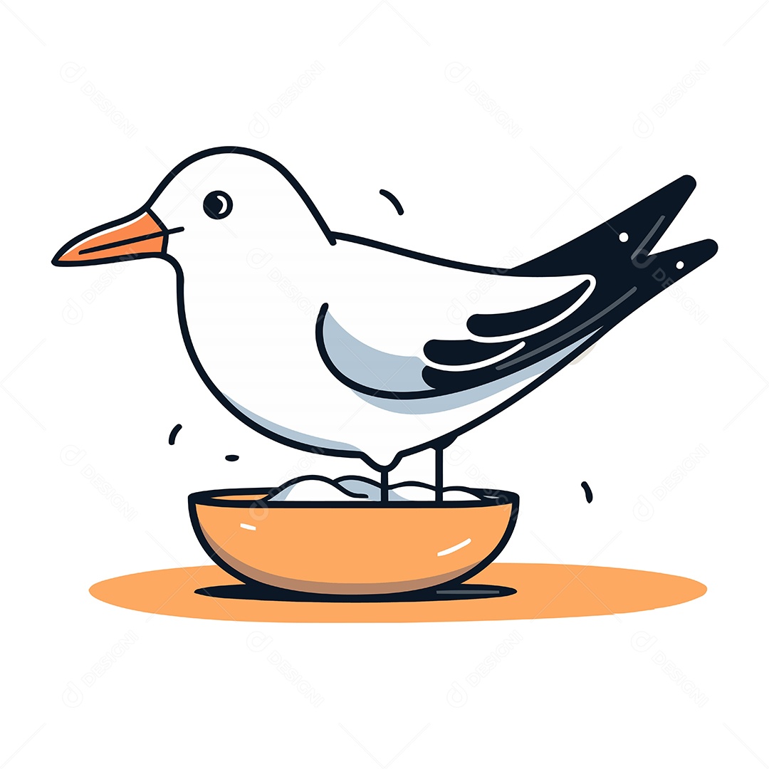 Gaivota Fofa de Desenho Animado Ilustração Vetor EPS