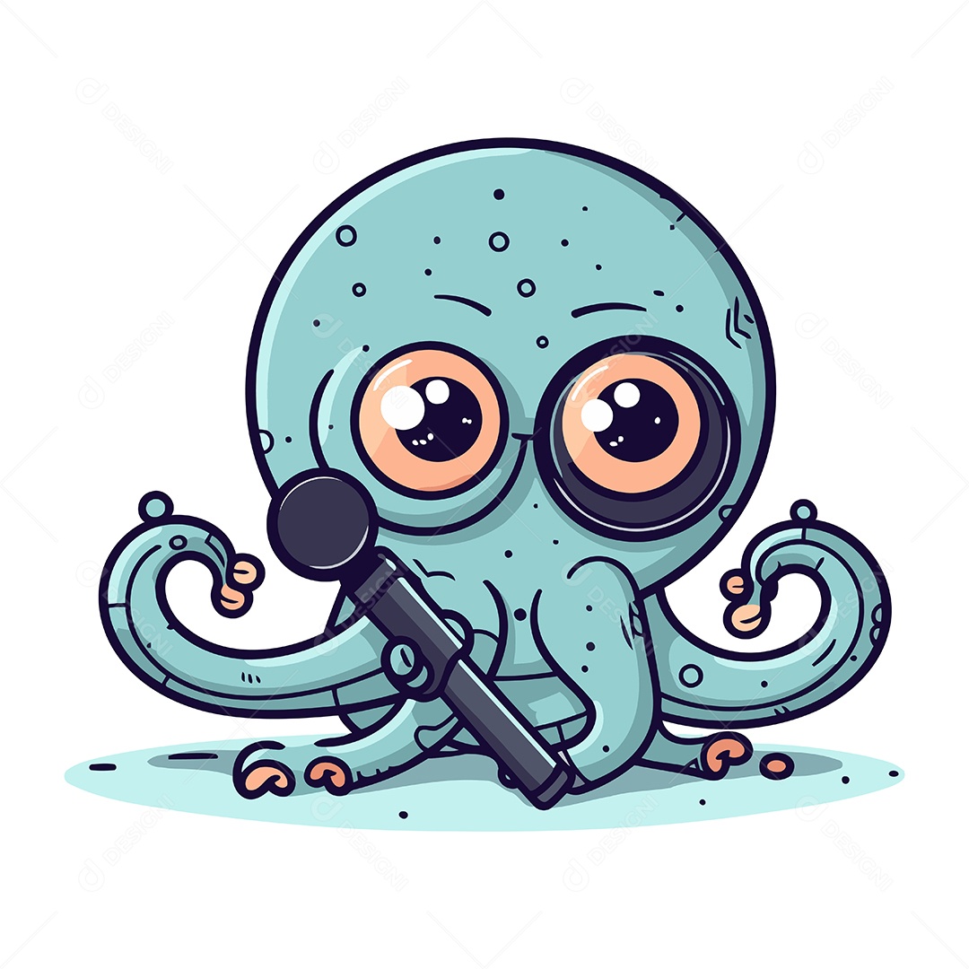 Polvo Fofo de Desenho Animado Ilustração Vetor EPS