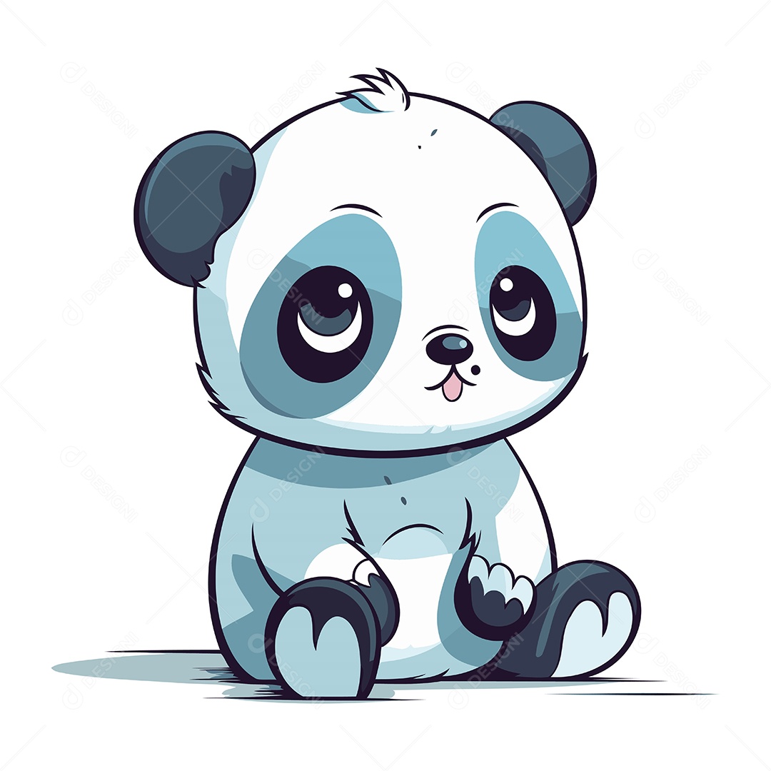 Panda Fofo Sentado Desenho Animado Ilustração Vetor EPS
