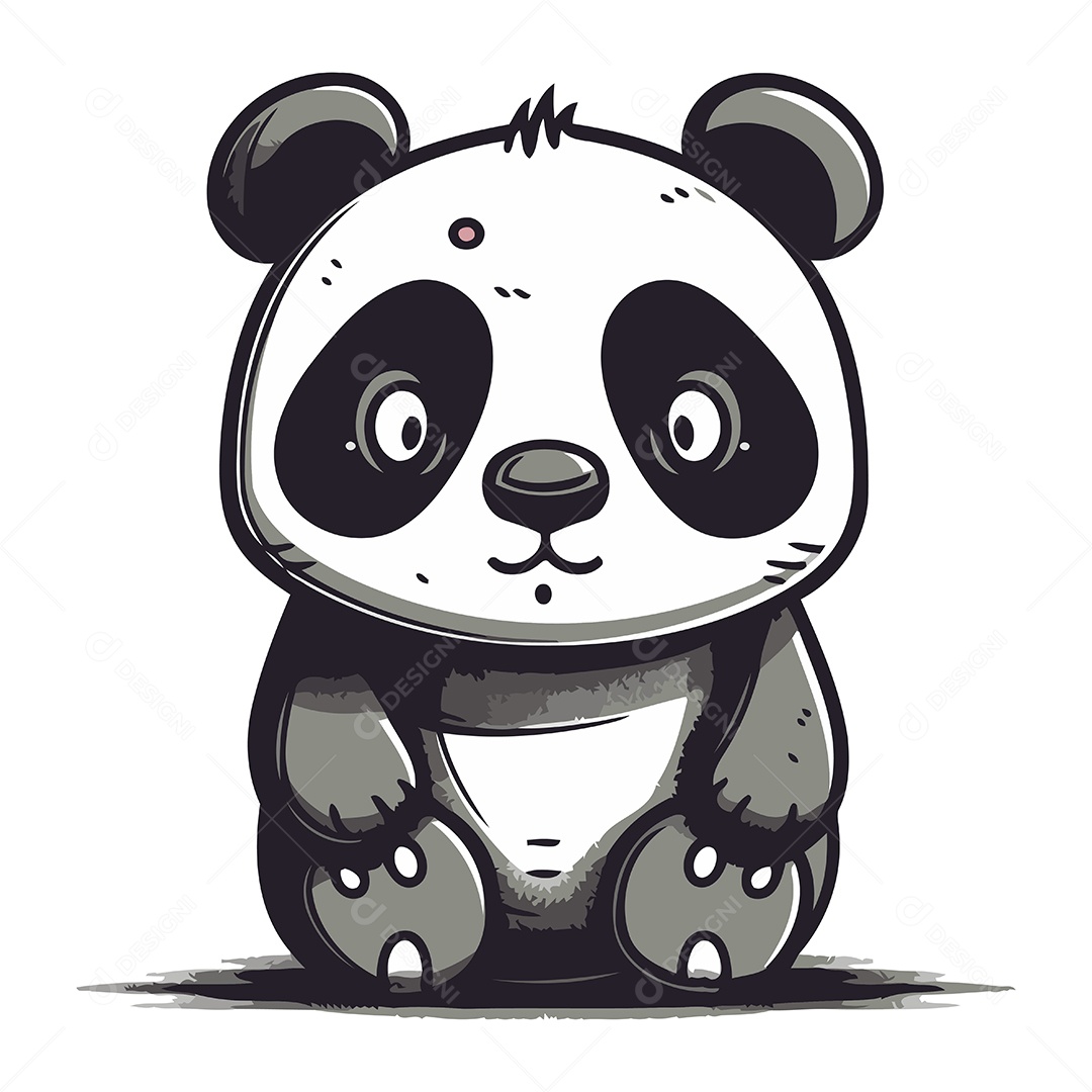 Panda Fofo de Desenho Animado Ilustração Vetor EPS
