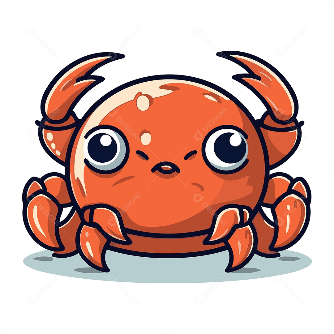 Caranguejo Fofo de Desenho Animado Ilustração Vetor EPS