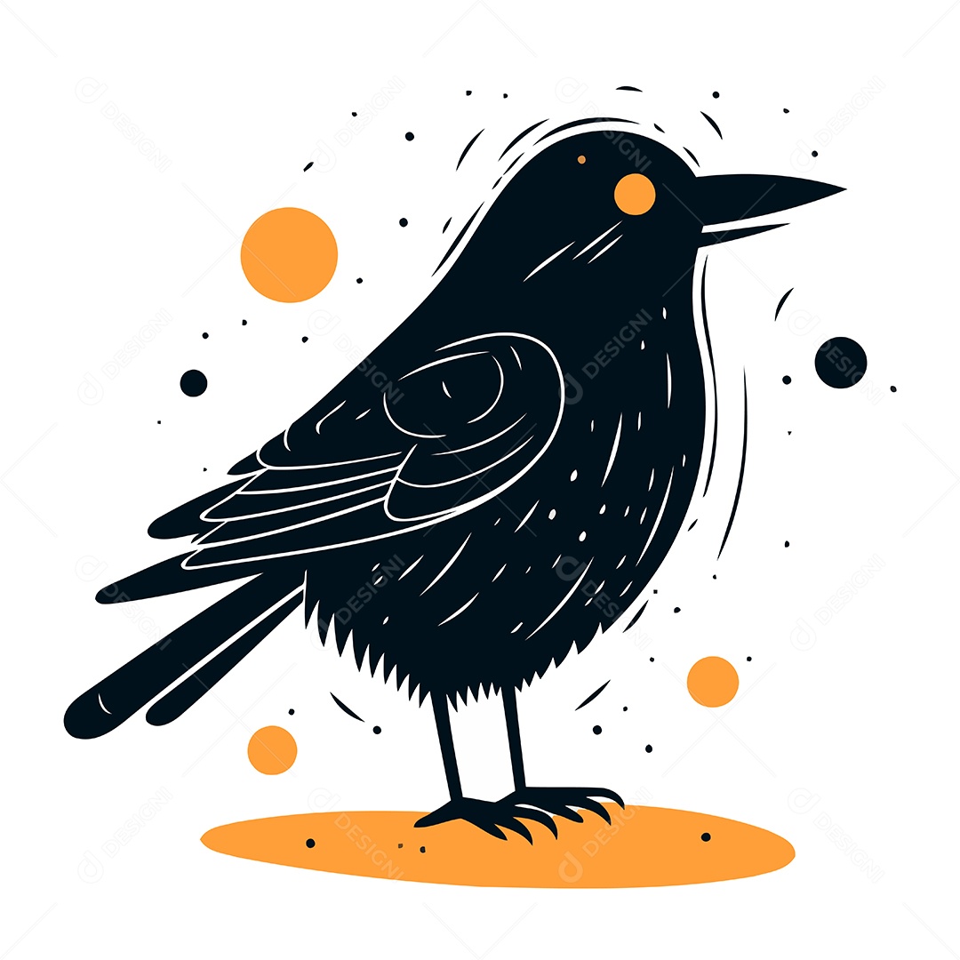 Corvo de Desenho Animado Ilustração Vetor EPS