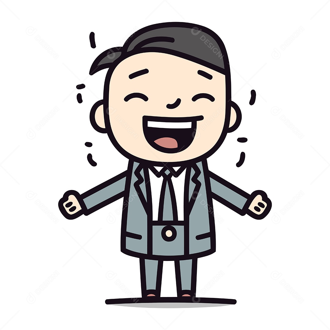 Empresário Sorrindo de Desenho Animado Ilustração Vetor EPS