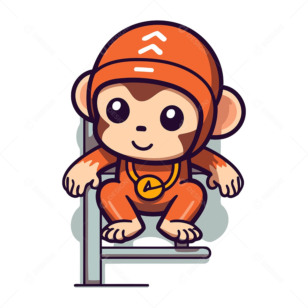Macaco Sentado em um Banco Ilustração Vetor EPS
