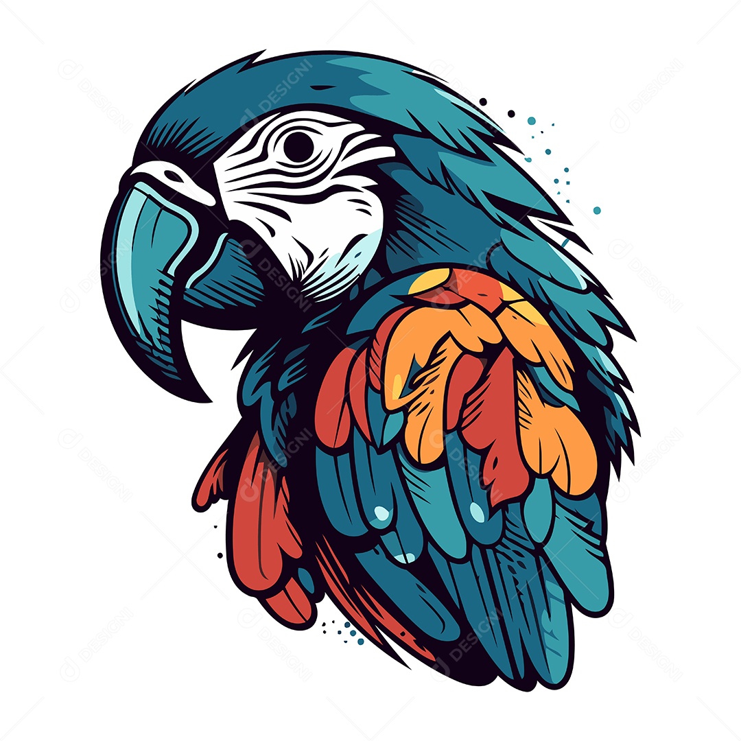 Arara Azul de Desenho Animado Ilustração Vetor EPS