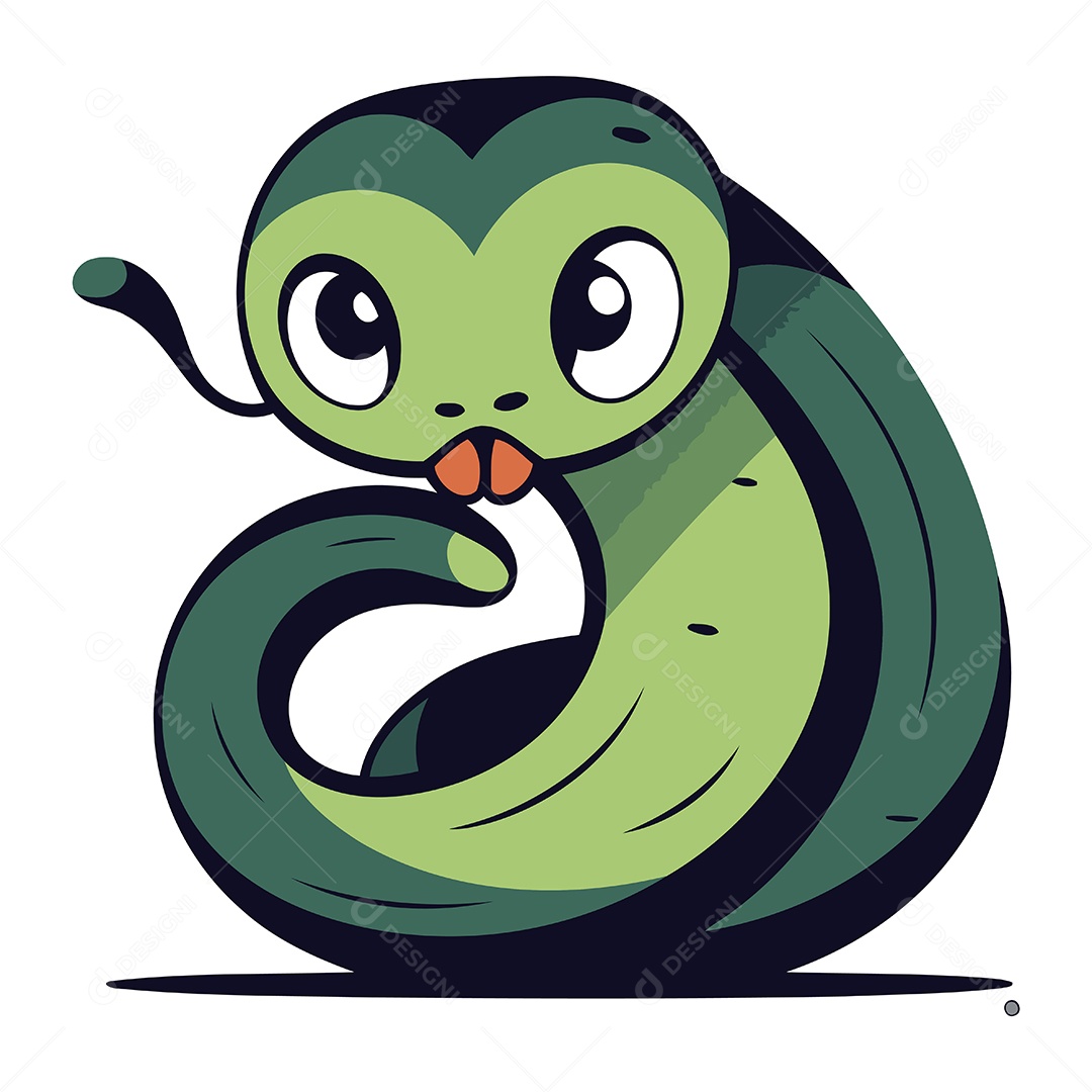 Cobra Fofa de Desenho Animado Ilustração Vetor EPS