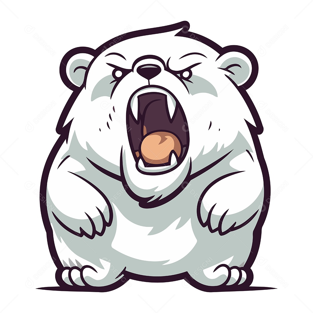 Urso Polar Furioso de Desenho Animado Ilustração Vetor EPS