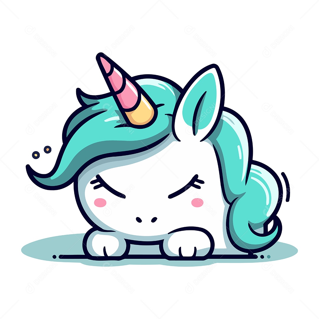 Unicórnio Fofo de Desenho Animado Ilustração Vetor EPS