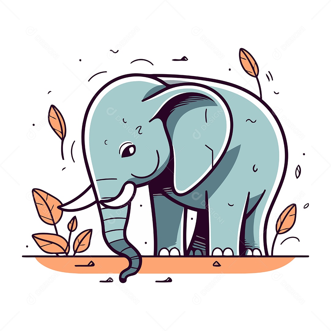 Elefante de Desenho Animado Ilustração Vetor EPS