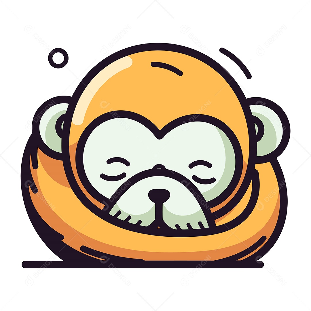 Macaco Fofo Dormindo em um Travesseiro Ilustração Vetor EPS