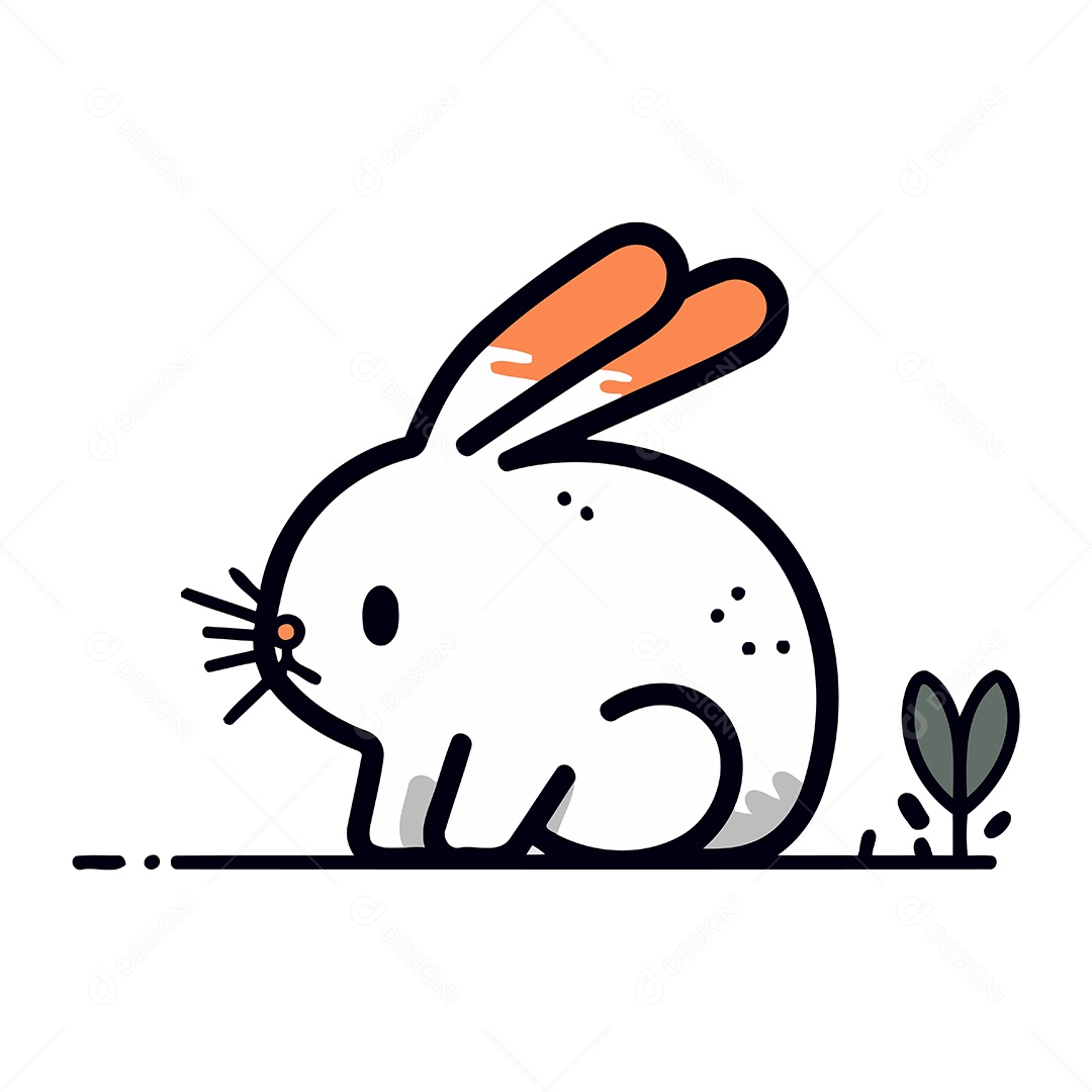 Coelho Fofo de Desenho Animado Ilustração Vetor EPS