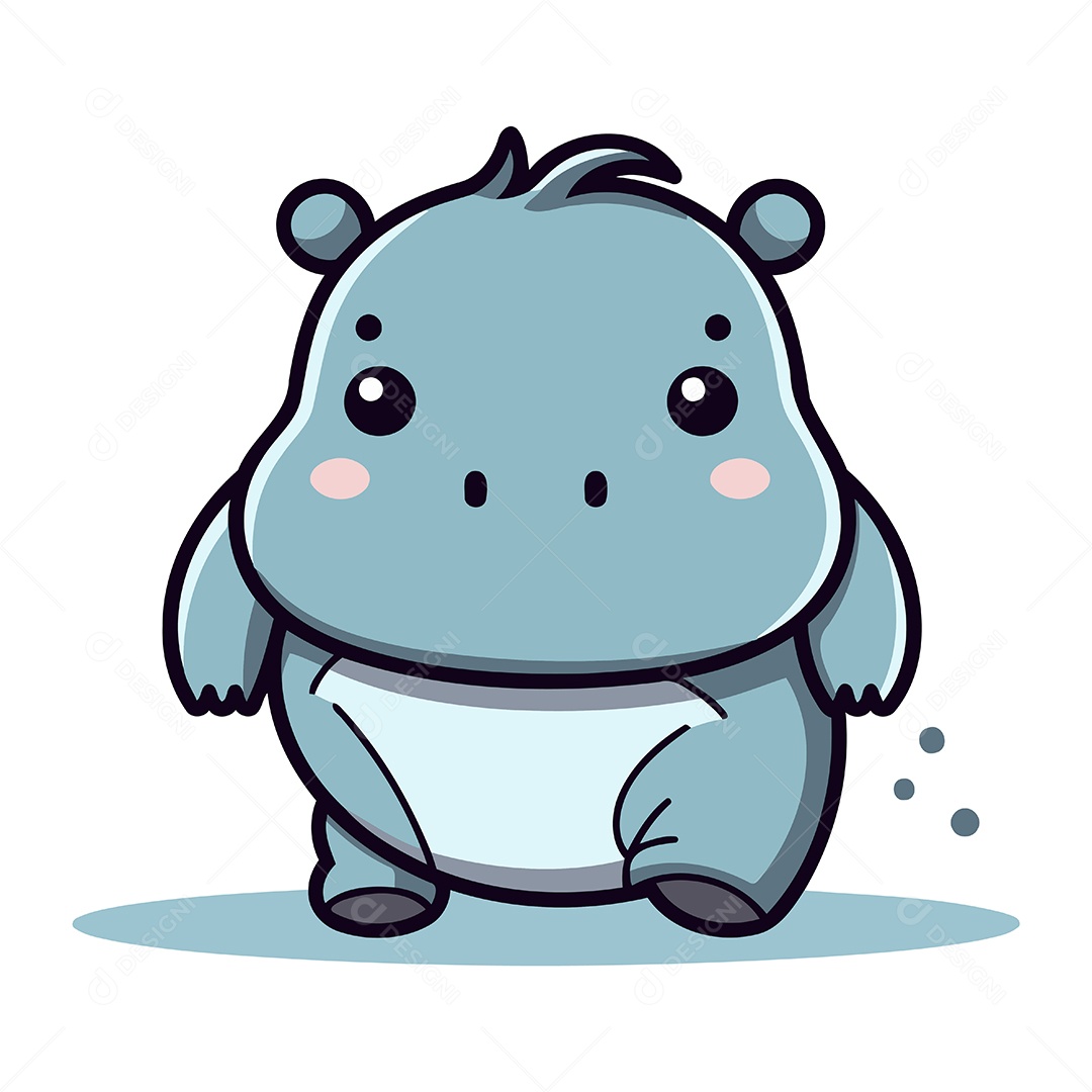 Hipopótamo Fofo de Desenho Animado Ilustração Vetor EPS