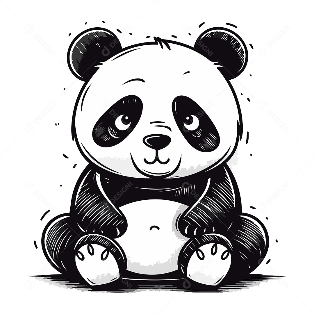 Urso Panda Fofo de Desenho Animado Ilustração Vetor EPS