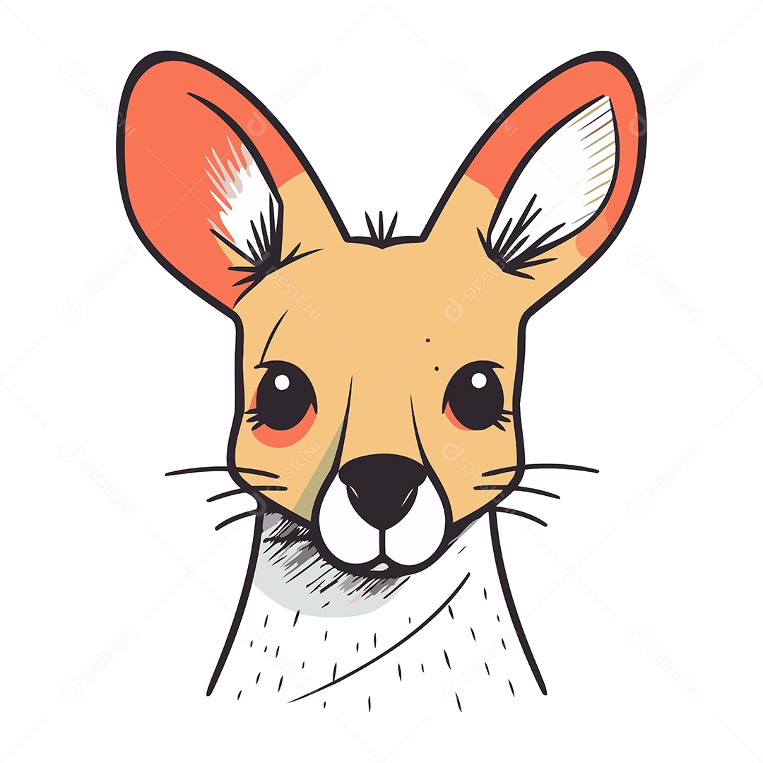 Cabeça de Canguru Fofa Desenho Animado Ilustração Vetor EPS