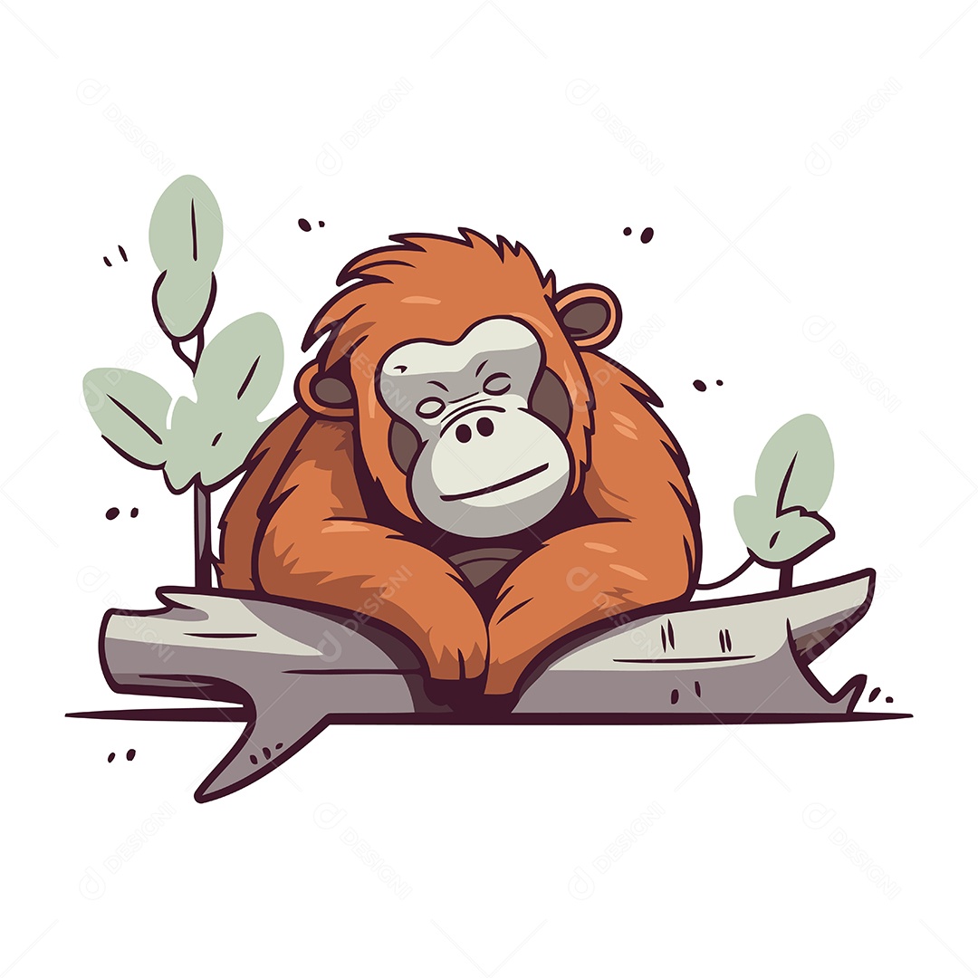Orangotango de Desenho Animado Ilustração Vetor EPS