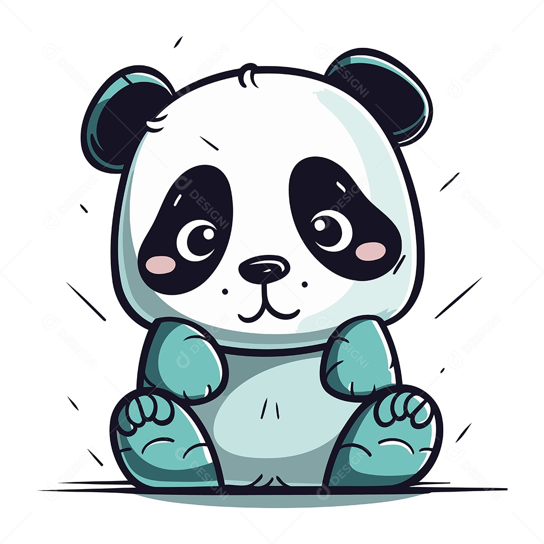 Urso Panda Fofo de Desenho Animado Ilustração Vetor EPS