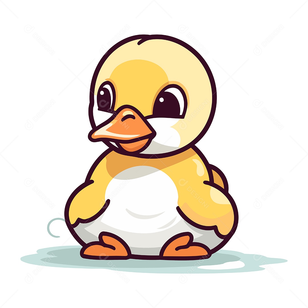 Patinho Fofo de Desenho Animado Ilustração Vetor EPS