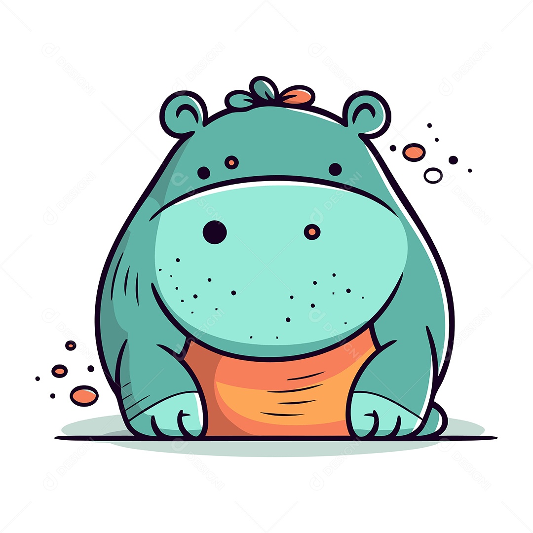 Hipopótamo de Desenho Animado Ilustração Vetor EPS