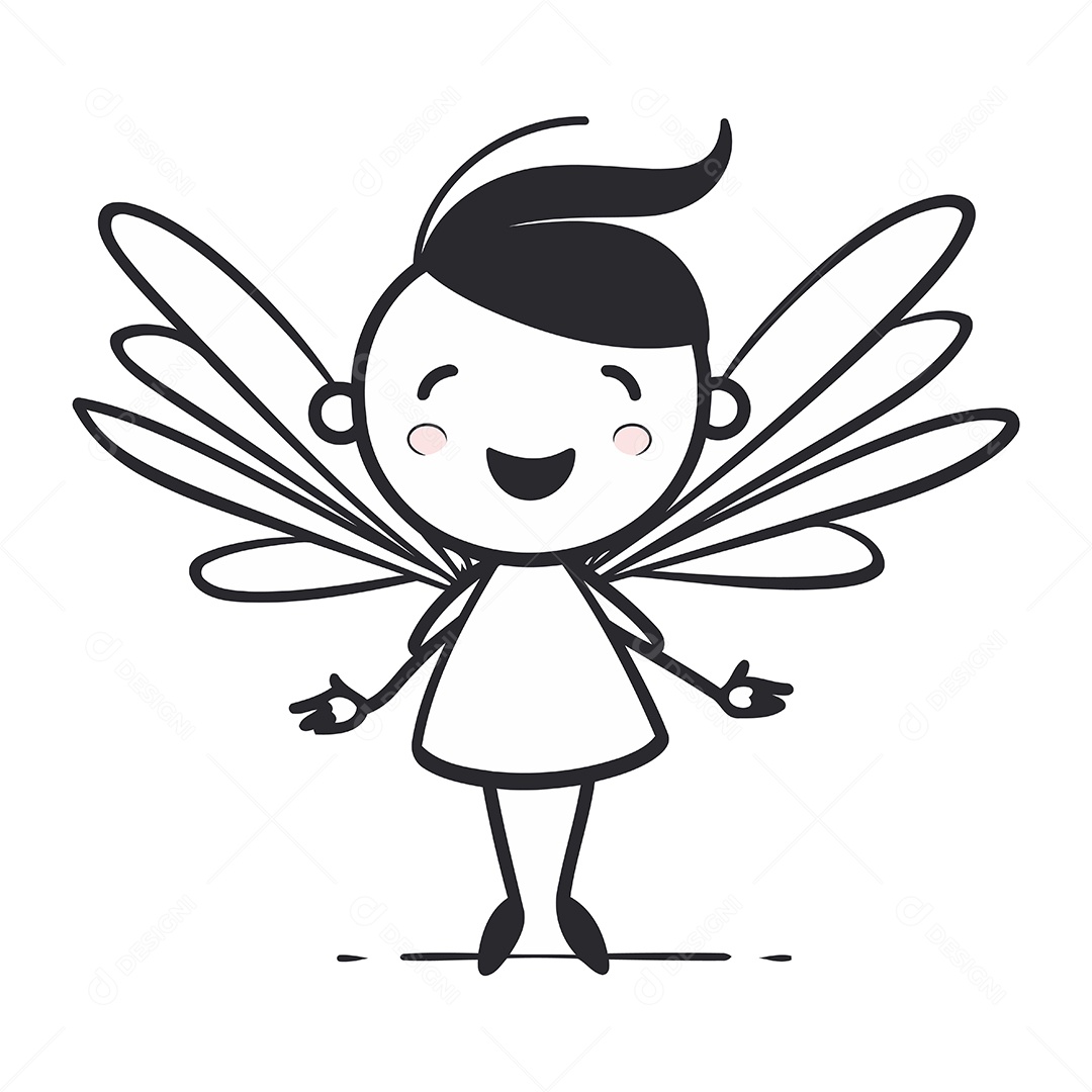 Anjinho Fofo de Desenho Animado com Asas Ilustração Vetor EPS