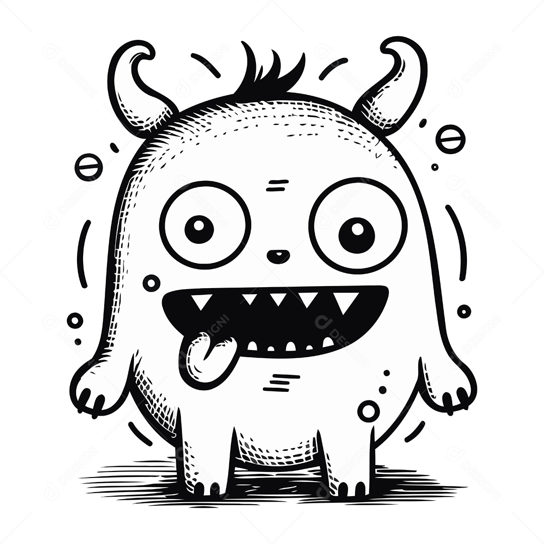 Monstro Engraçado de Desenho Animado Ilustração Vetor EPS