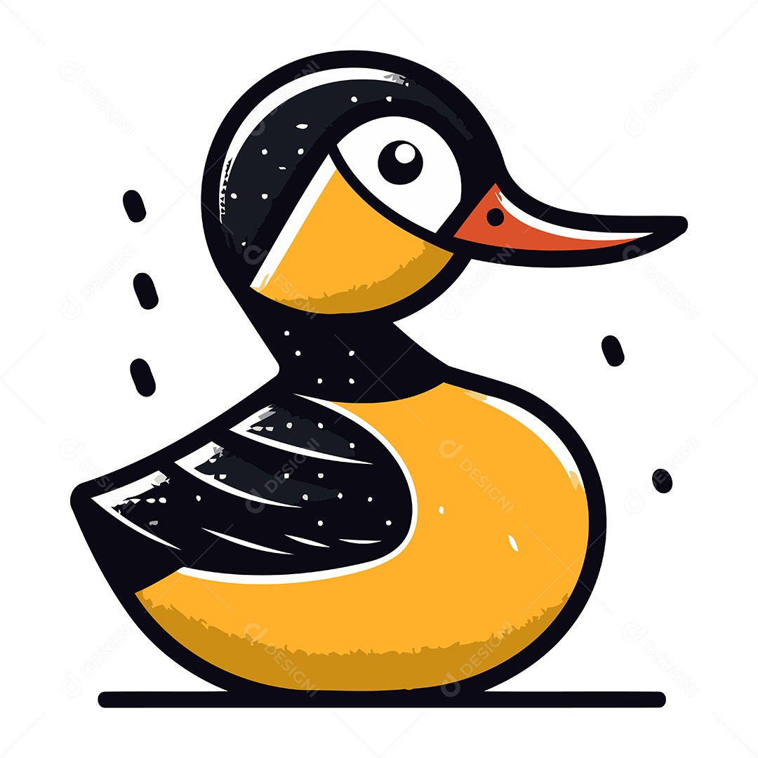 Pato Fofo de Desenho Animado Ilustração Vetor EPS