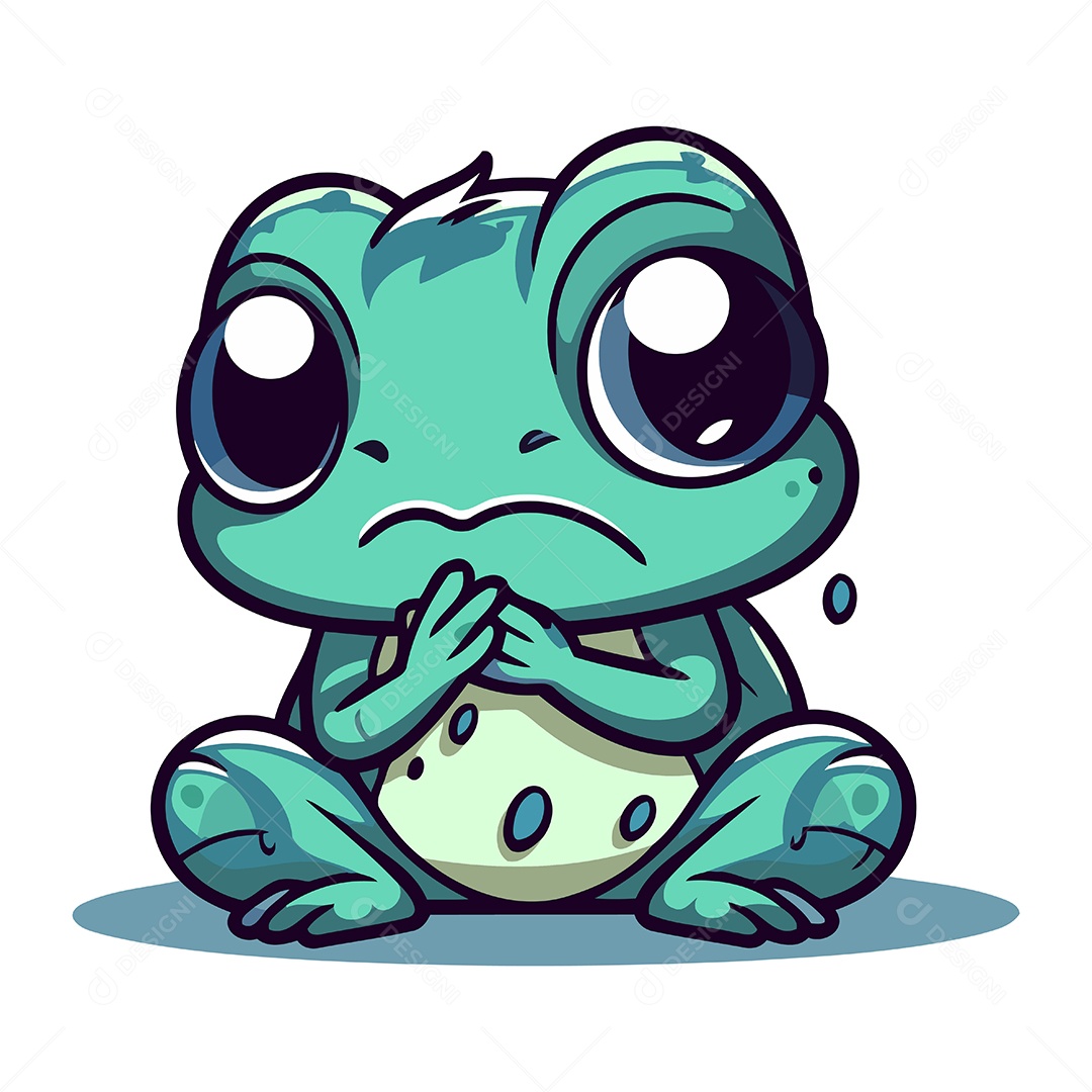 Sapo Fofo de Desenho Animado Ilustração Vetor EPS