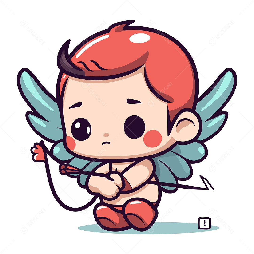 Menino Cupido com Arco e Flecha Ilustração Vetor EPS
