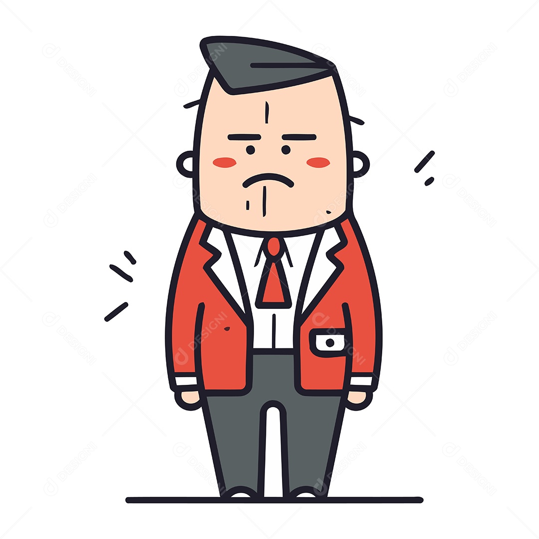 Homem Triste de Terno Desenho Animado Ilustração Vetor EPS