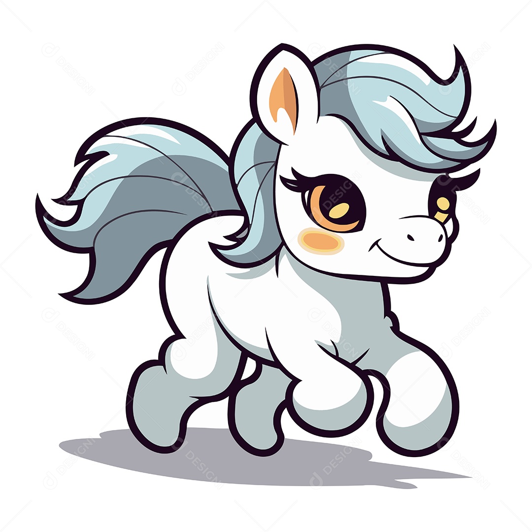 Pônei Fofo de Desenho Animado Ilustração Vetor EPS