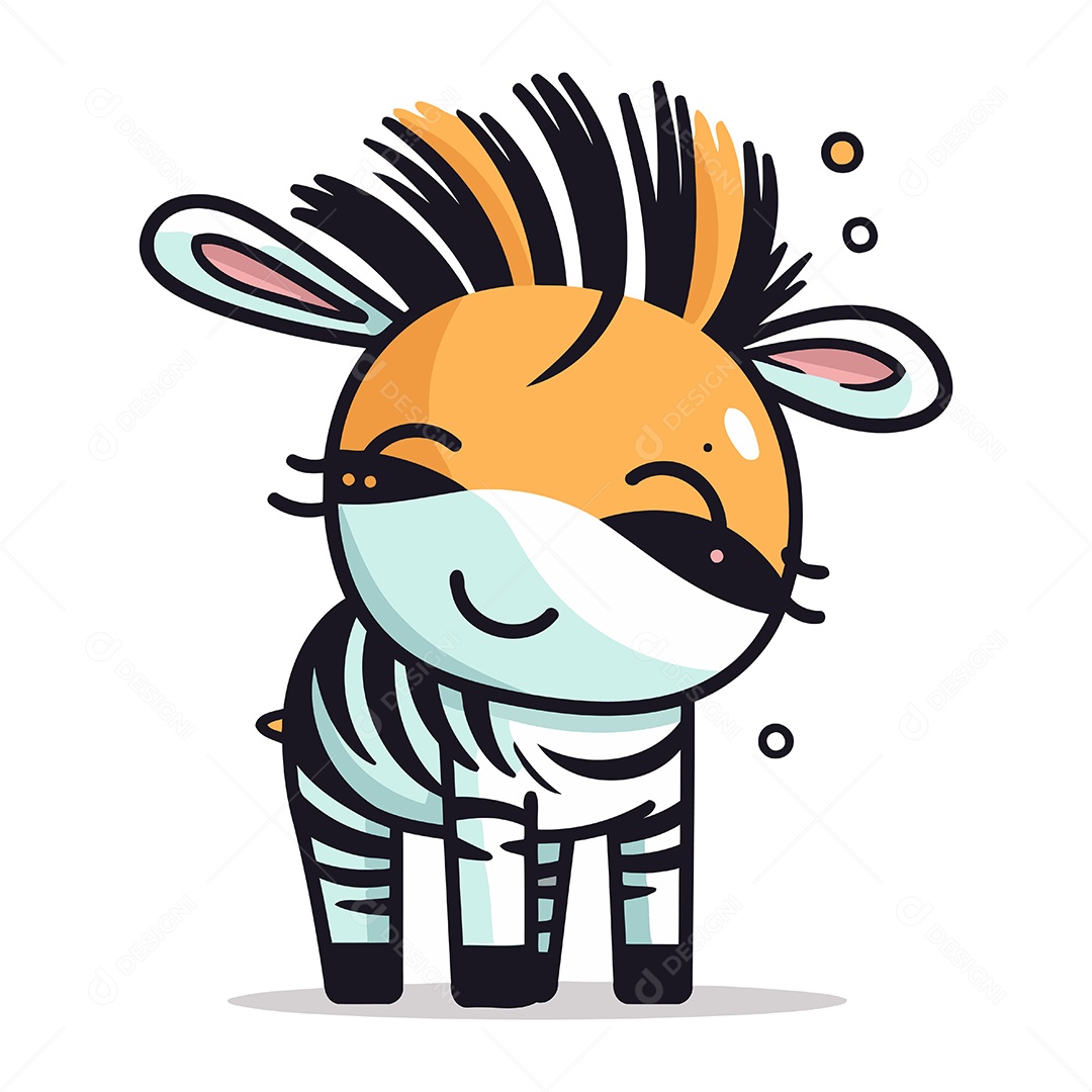 Zebra de Desenho Animado com Máscara Ilustração Vetor EPS