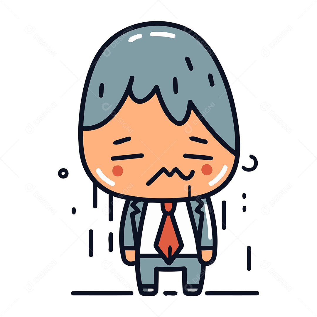 Empresário Triste de Desenho Animado Ilustração Vetor EPS