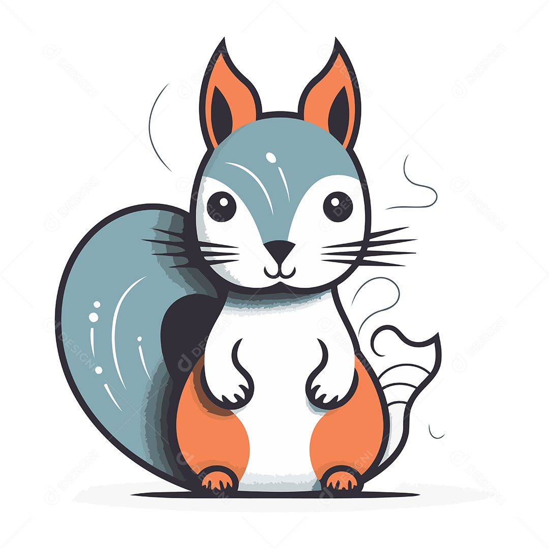 Esquilo de Desenho Animado Ilustração Vetor EPS