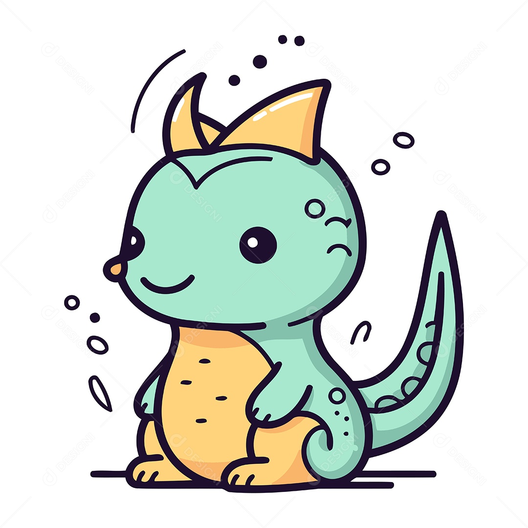 Dinossauro Fofo de Desenho Animado Ilustração Vetor EPS