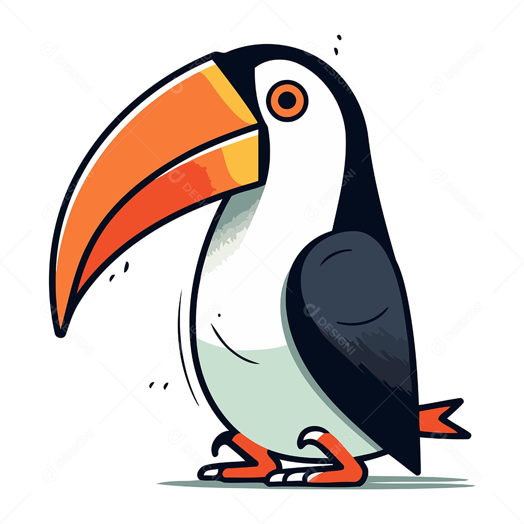 Tucano de Desenho Animado Ilustração Vetor EPS