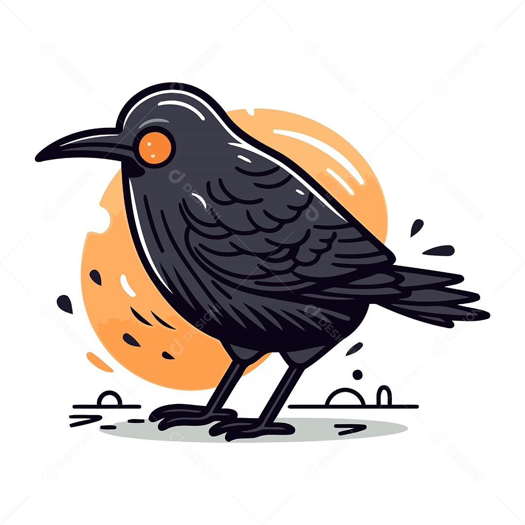 Corvo de Desenho Animado Ilustração Vetor EPS