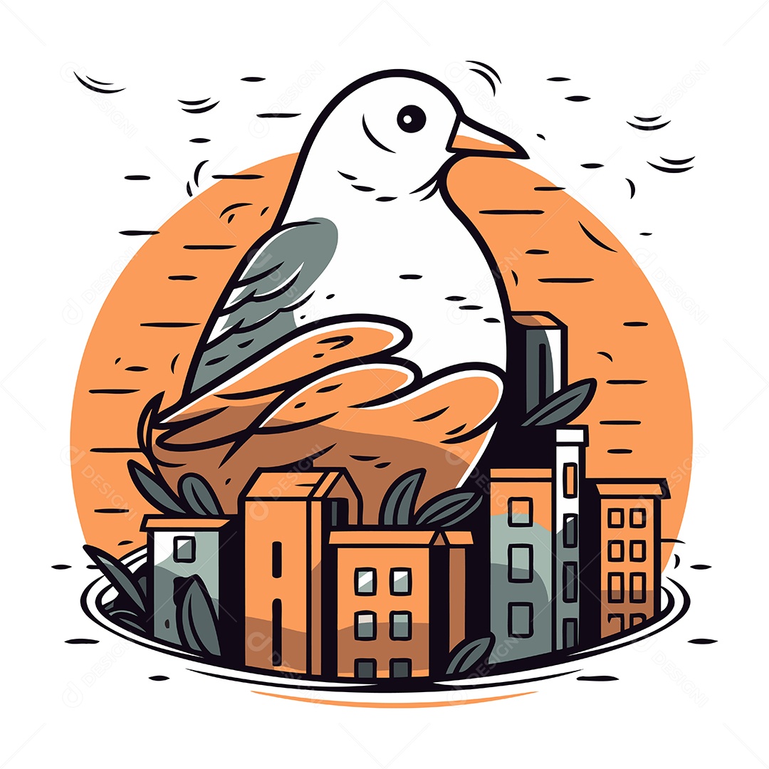 Gaivota de Desenho Animado Ilustração Vetor EPS