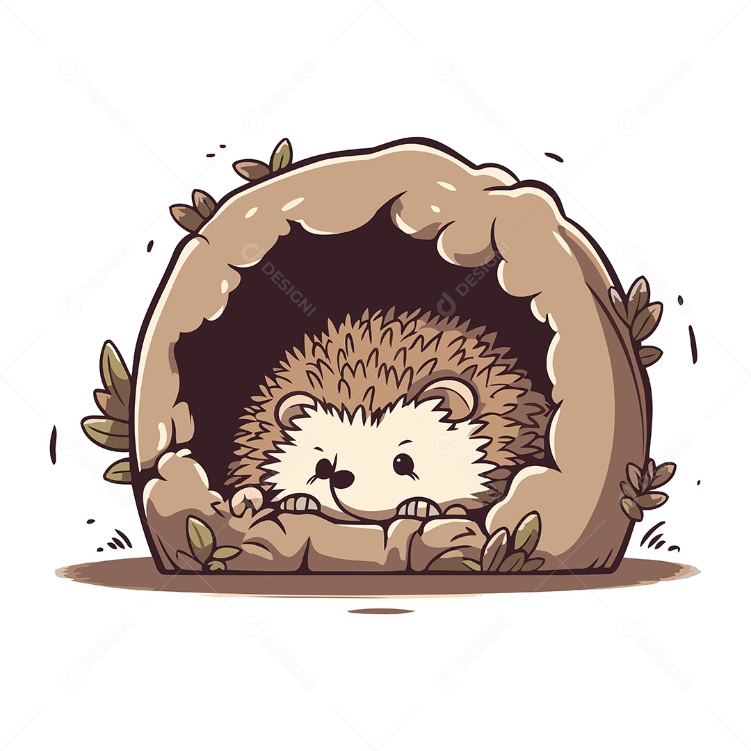 Ouriço Fofo de Desenho Animado Ilustração Vetor EPS