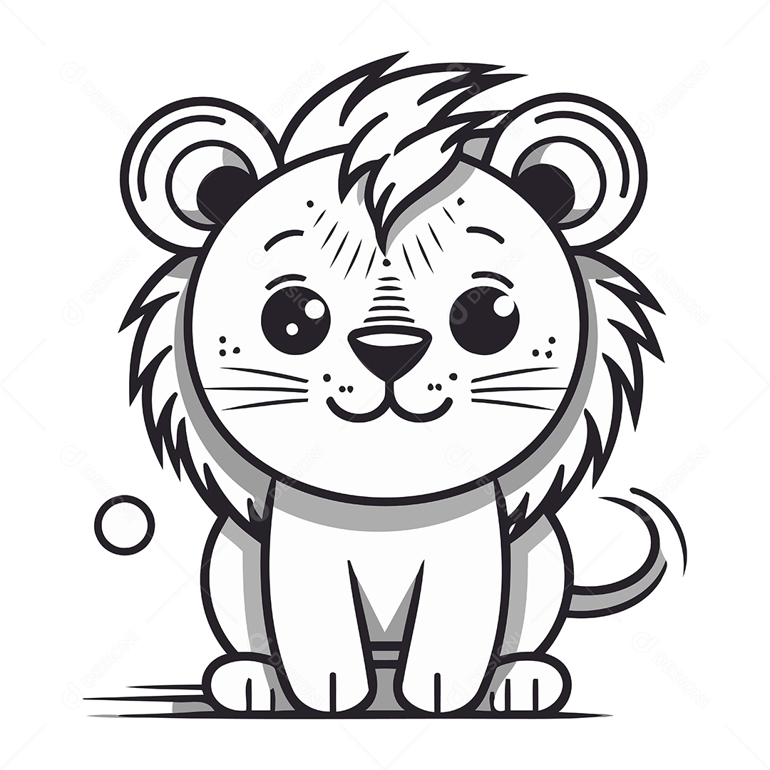 Leão Fofo de Desenho Animado Ilustração Vetor EPS