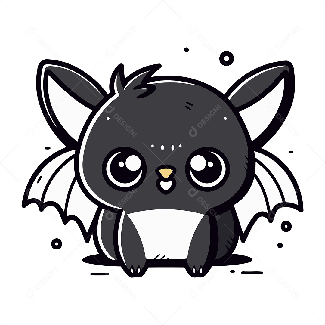 Morcego Fofo de Desenho Animado Ilustração Vetor EPS