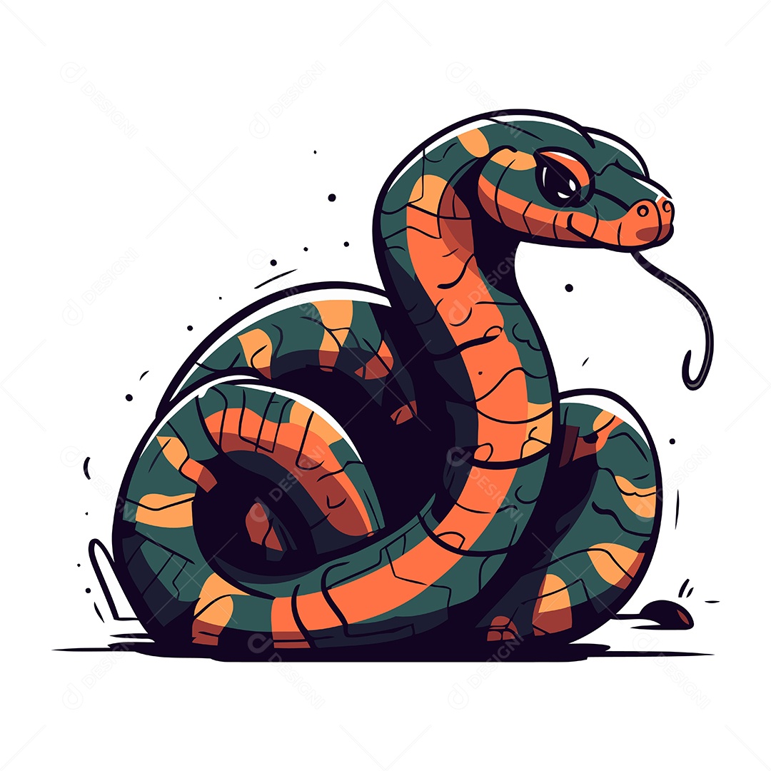 Cobra de Desenho Animado Ilustração Vetor EPS