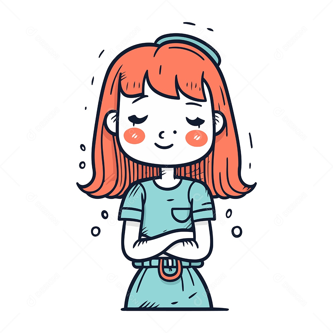 Garotinha Fofa de Desenho Animado Ilustração Vetor EPS